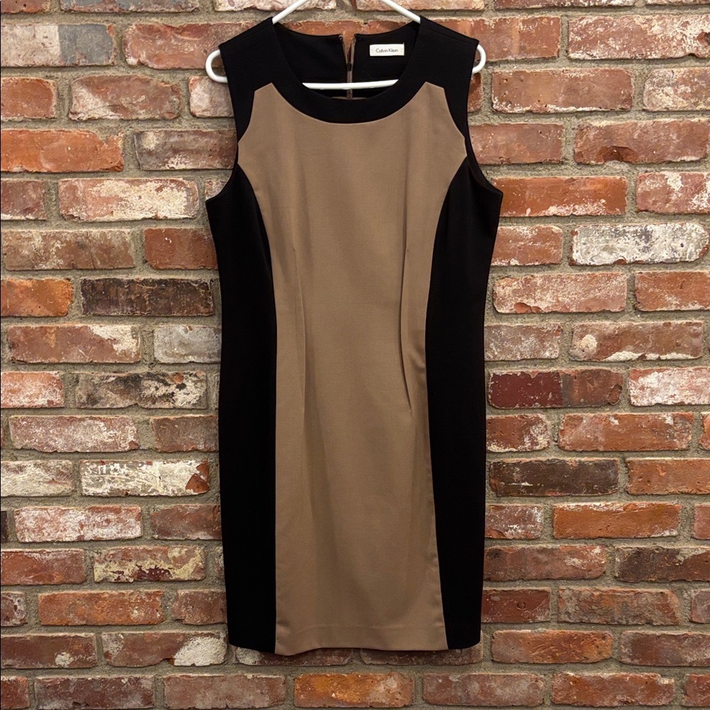 Calvin Klein Black and Tan Mini Dress
